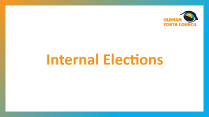 Visual saying "Internal Elections", on top of a orange to blue gradient, and the Oldham Youth Council logo in the top right